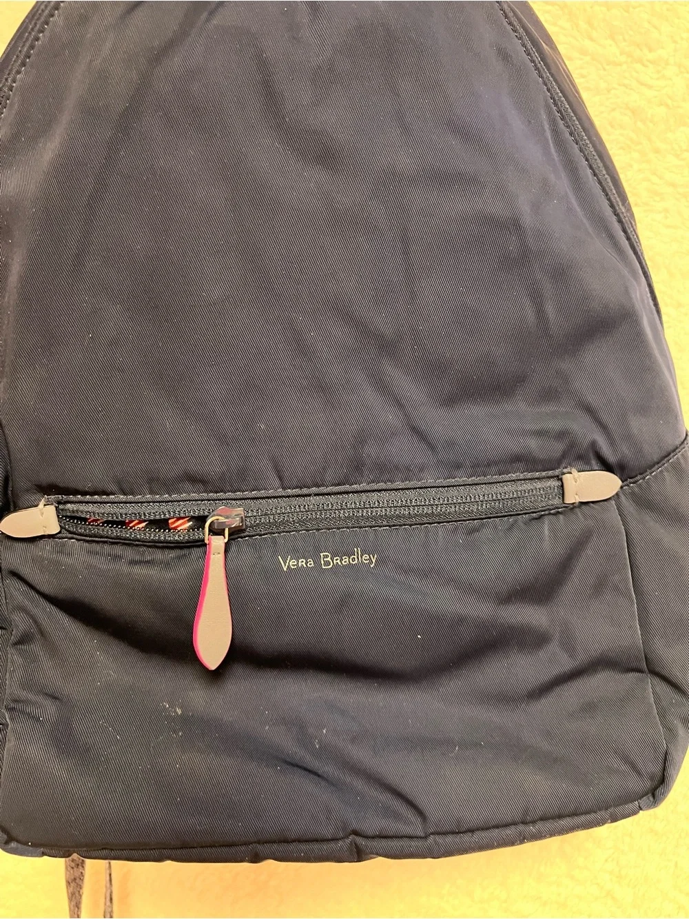 Vera Bradley Navy Backpack with Pink Zipper Accents - Picture 2 of 7